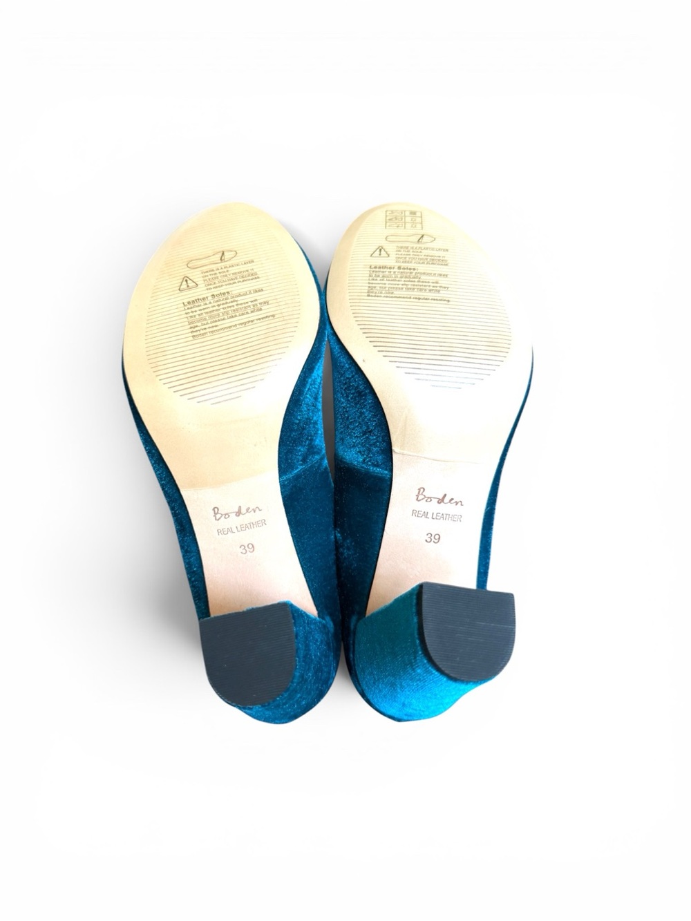NWOT Boden Teal Velvet Mary Jane Block Heels - Picture 5 of 6